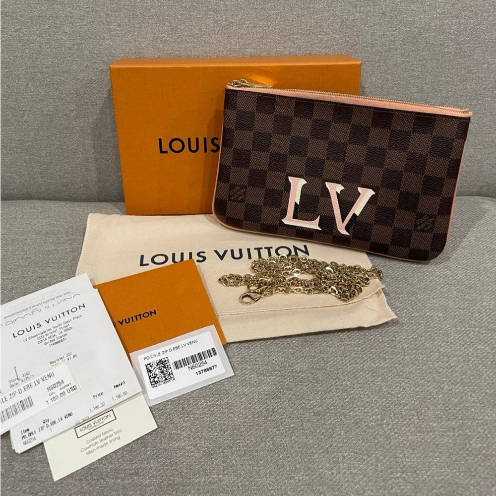Louis Vuitton Double Zip Pochette Damier Ebene‎ Venus